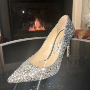 Jimmy Choo Dusk blue and silver pumps size 38,5